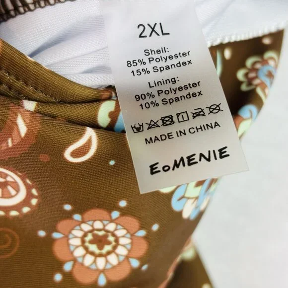 Eomenie One Piece Swimdress Swimsuit Size 2XL Tummy Control Brown Floral NWT - Picture 7 of 9